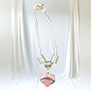Rhinestone Heart Charm Snake Chain Y2K Bracelet